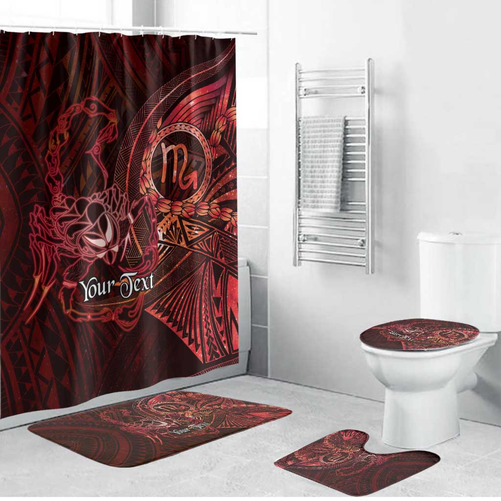 Personalised Polynesia Zodiac Scorpio Bathroom Set Galaxy Polynesian Pattern Chest Tattoo Style LT14 Bathroom Set (4 pcs) Red - Polynesian Pride