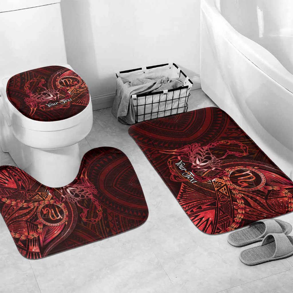 Personalised Polynesia Zodiac Scorpio Bathroom Set Galaxy Polynesian Pattern Chest Tattoo Style LT14 Mat Set Only (3 pcs) One Size Red - Polynesian Pride
