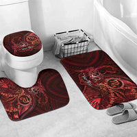 Personalised Polynesia Zodiac Scorpio Bathroom Set Galaxy Polynesian Pattern Chest Tattoo Style LT14 Mat Set Only (3 pcs) One Size Red - Polynesian Pride