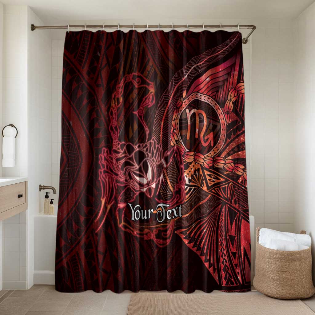 Personalised Polynesia Zodiac Scorpio Bathroom Set Galaxy Polynesian Pattern Chest Tattoo Style LT14 Shower Curtain Only Red - Polynesian Pride