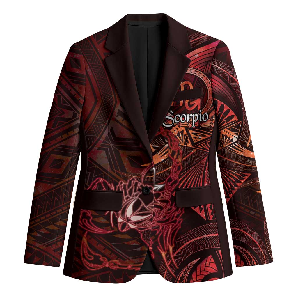 Personalised Polynesia Zodiac Scorpio Blazer Galaxy Polynesian Pattern Chest Tattoo Style LT14 Unisex Red - Polynesian Pride