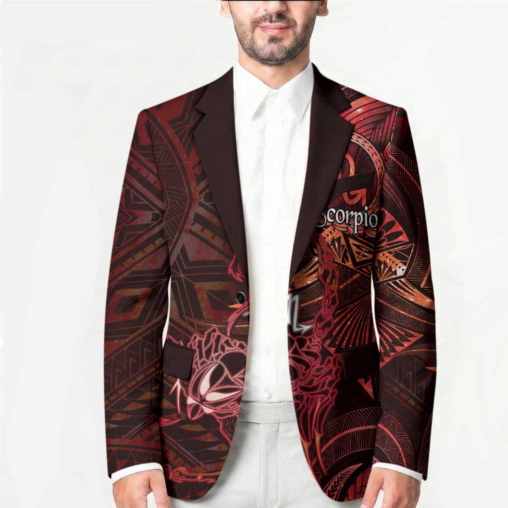 Personalised Polynesia Zodiac Scorpio Blazer Galaxy Polynesian Pattern Chest Tattoo Style LT14 - Polynesian Pride