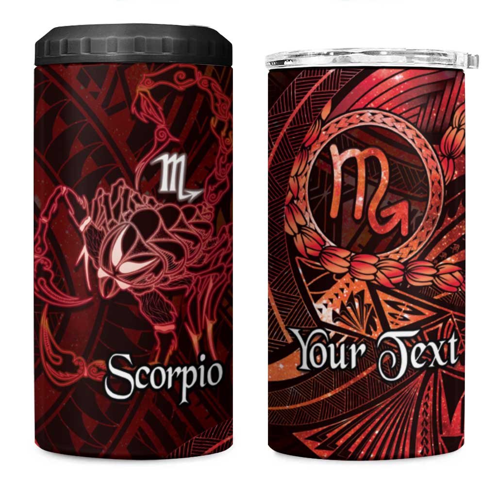 Personalised Polynesia Zodiac Scorpio 4 in 1 Can Cooler Tumbler Galaxy Polynesian Pattern Chest Tattoo Style LT14 One Size: 16 oz Red - Polynesian Pride