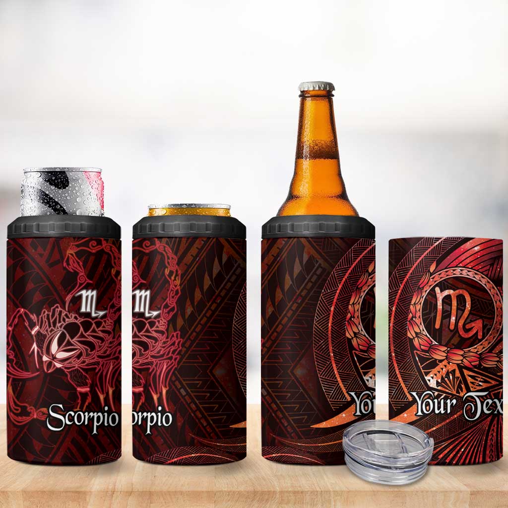 Personalised Polynesia Zodiac Scorpio 4 in 1 Can Cooler Tumbler Galaxy Polynesian Pattern Chest Tattoo Style LT14 - Polynesian Pride