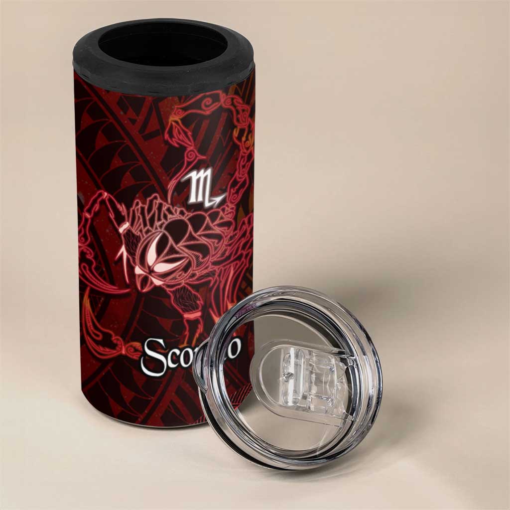Personalised Polynesia Zodiac Scorpio 4 in 1 Can Cooler Tumbler Galaxy Polynesian Pattern Chest Tattoo Style LT14 - Polynesian Pride