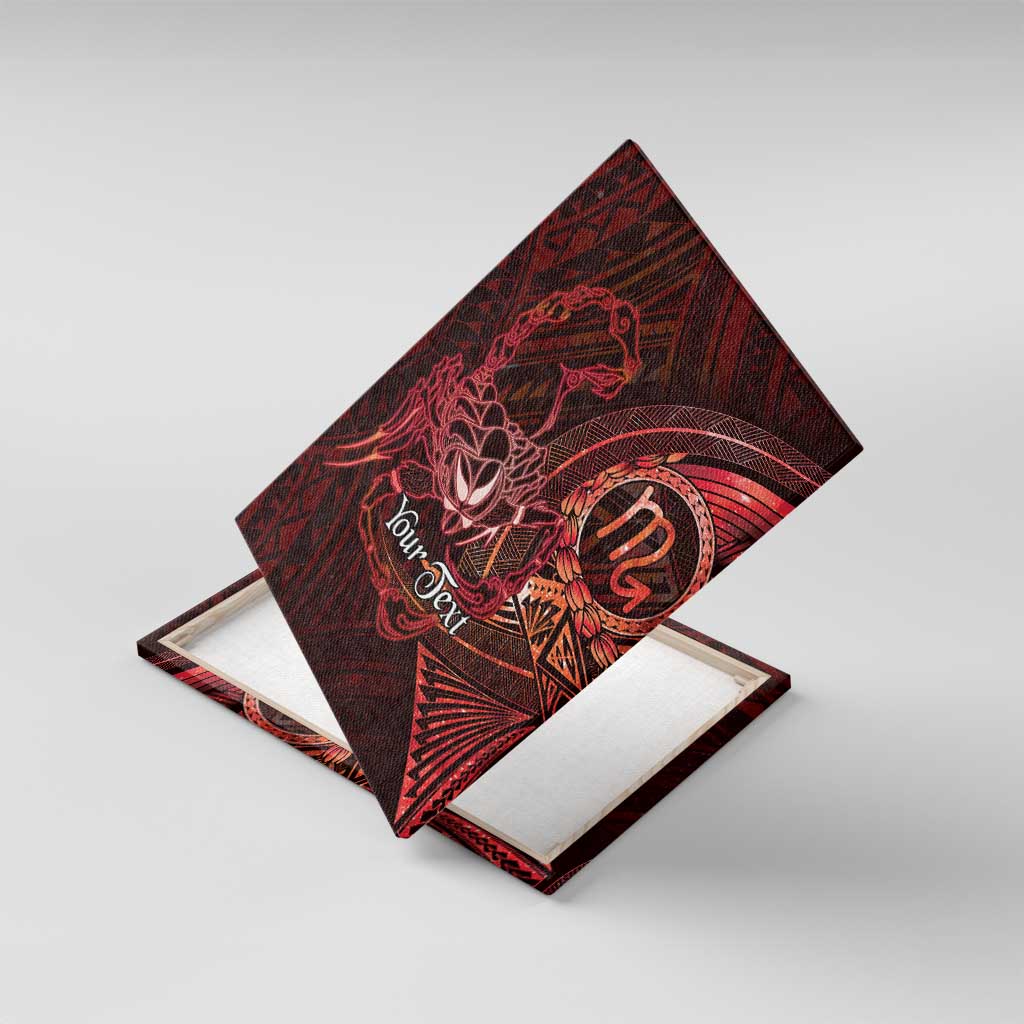Personalised Polynesia Zodiac Scorpio Canvas Wall Art Galaxy Polynesian Pattern Chest Tattoo Style LT14 With Frame Red - Polynesian Pride