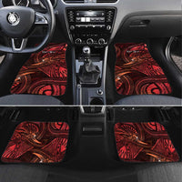 Personalised Polynesia Zodiac Scorpio Car Mats Galaxy Polynesian Pattern Chest Tattoo Style LT14 Set 4pcs Red - Polynesian Pride