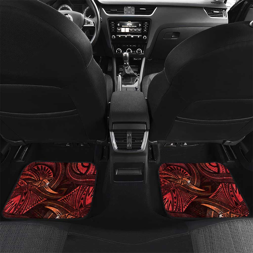 Personalised Polynesia Zodiac Scorpio Car Mats Galaxy Polynesian Pattern Chest Tattoo Style LT14 Set 2pcs - Back Red - Polynesian Pride