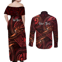 Personalised Polynesia Zodiac Scorpio Couples Matching Off Shoulder Maxi Dress and Long Sleeve Button Shirt Galaxy Polynesian Pattern Chest Tattoo Style LT14 - Polynesian Pride