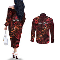 Personalised Polynesia Zodiac Scorpio Couples Matching Off The Shoulder Long Sleeve Dress and Long Sleeve Button Shirt Galaxy Polynesian Pattern Chest Tattoo Style LT14 - Polynesian Pride