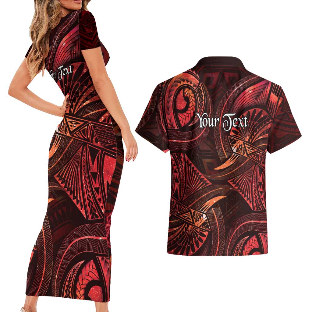 Personalised Polynesia Zodiac Scorpio Couples Matching Short Sleeve Bodycon Dress and Hawaiian Shirt Galaxy Polynesian Pattern Chest Tattoo Style LT14 - Polynesian Pride