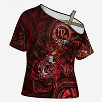 Personalised Polynesia Zodiac Scorpio Cross Shoulder Shirt Galaxy Polynesian Pattern Chest Tattoo Style