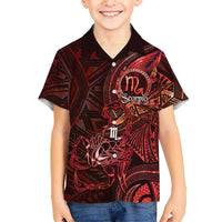 Personalised Polynesia Zodiac Scorpio Family Matching Off The Shoulder Long Sleeve Dress and Hawaiian Shirt Galaxy Polynesian Pattern Chest Tattoo Style