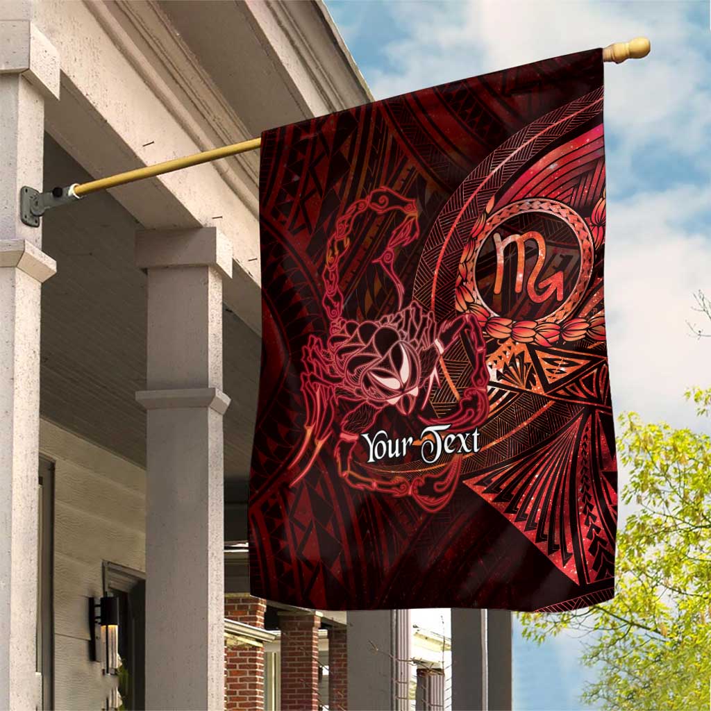 Personalised Polynesia Zodiac Scorpio Garden Flag Galaxy Polynesian Pattern Chest Tattoo Style LT14 House Flag Red - Polynesian Pride