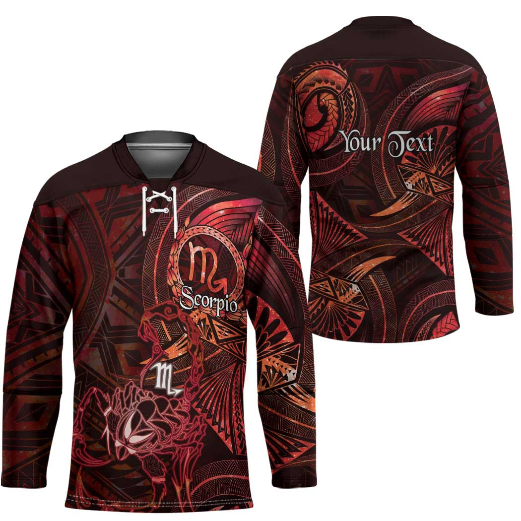 Personalised Polynesia Zodiac Scorpio Hockey Jersey Galaxy Polynesian Pattern Chest Tattoo Style LT14 - Polynesian Pride