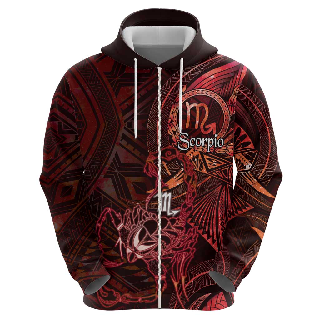 Personalised Polynesia Zodiac Scorpio Hoodie Galaxy Polynesian Pattern Chest Tattoo Style LT14 - Polynesian Pride