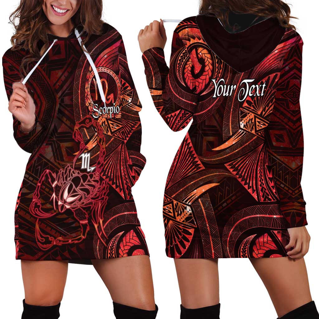 Personalised Polynesia Zodiac Scorpio Hoodie Dress Galaxy Polynesian Pattern Chest Tattoo Style LT14 - Polynesian Pride