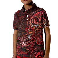 Personalised Polynesia Zodiac Scorpio Kid Polo Shirt Galaxy Polynesian Pattern Chest Tattoo Style LT14 Kid Red - Polynesian Pride