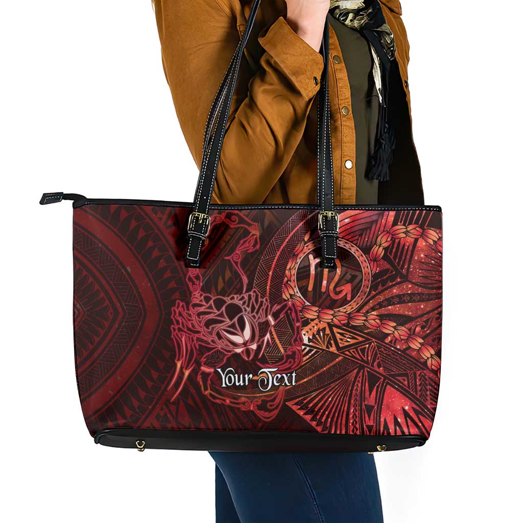 Personalised Polynesia Zodiac Scorpio Leather Tote Bag Galaxy Polynesian Pattern Chest Tattoo Style