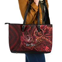 Personalised Polynesia Zodiac Scorpio Leather Tote Bag Galaxy Polynesian Pattern Chest Tattoo Style