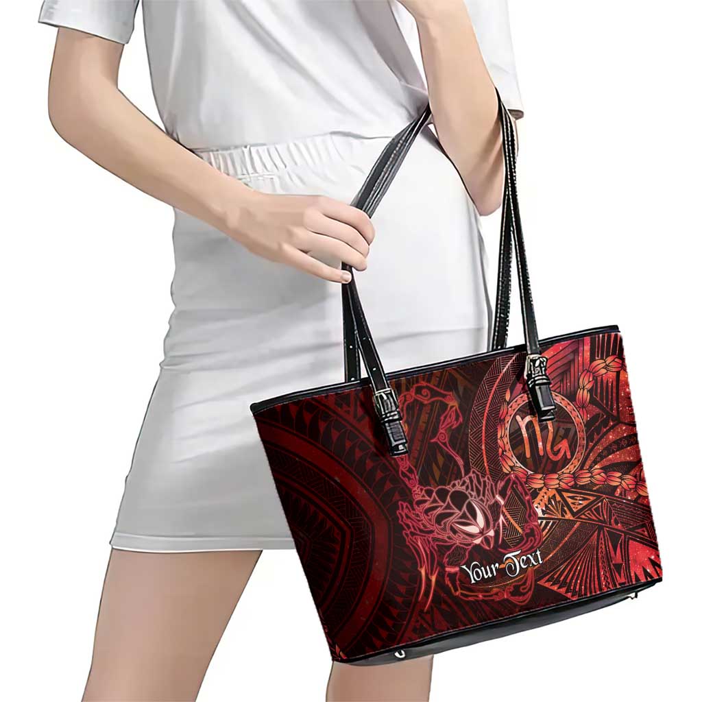 Personalised Polynesia Zodiac Scorpio Leather Tote Bag Galaxy Polynesian Pattern Chest Tattoo Style