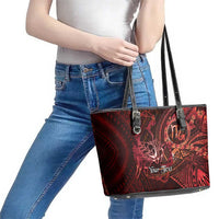 Personalised Polynesia Zodiac Scorpio Leather Tote Bag Galaxy Polynesian Pattern Chest Tattoo Style