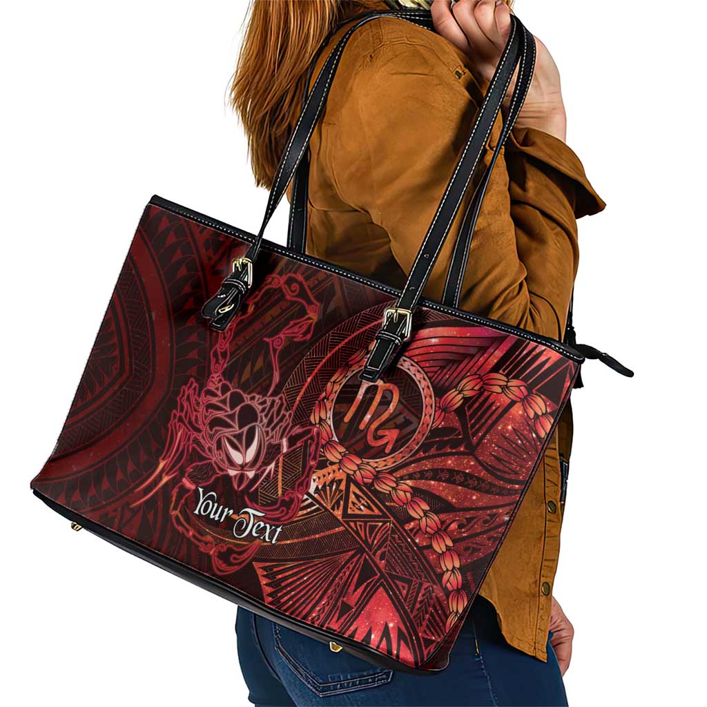 Personalised Polynesia Zodiac Scorpio Leather Tote Bag Galaxy Polynesian Pattern Chest Tattoo Style