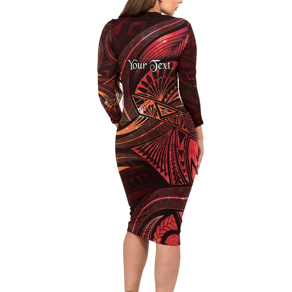 Personalised Polynesia Zodiac Scorpio Long Sleeve Bodycon Dress Galaxy Polynesian Pattern Chest Tattoo Style LT14 - Polynesian Pride