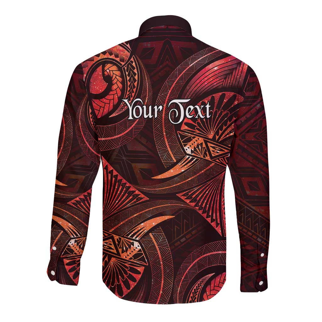 Personalised Polynesia Zodiac Scorpio Long Sleeve Button Shirt Galaxy Polynesian Pattern Chest Tattoo Style LT14 - Polynesian Pride