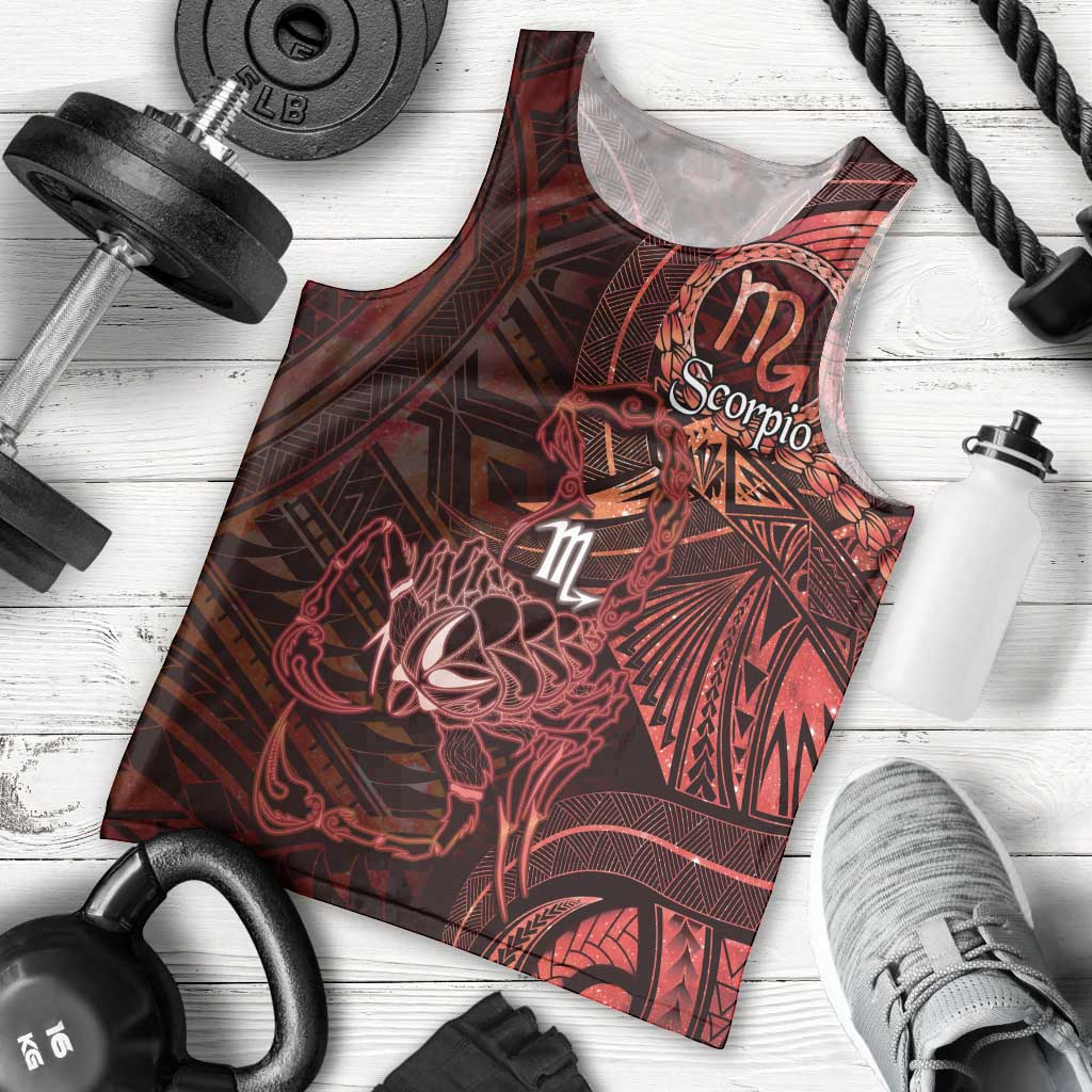Personalised Polynesia Zodiac Scorpio Men Tank Top Galaxy Polynesian Pattern Chest Tattoo Style LT14 - Polynesian Pride