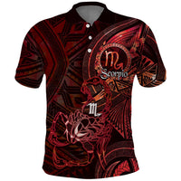 Personalised Polynesia Zodiac Scorpio Polo Shirt Galaxy Polynesian Pattern Chest Tattoo Style LT14 Red - Polynesian Pride