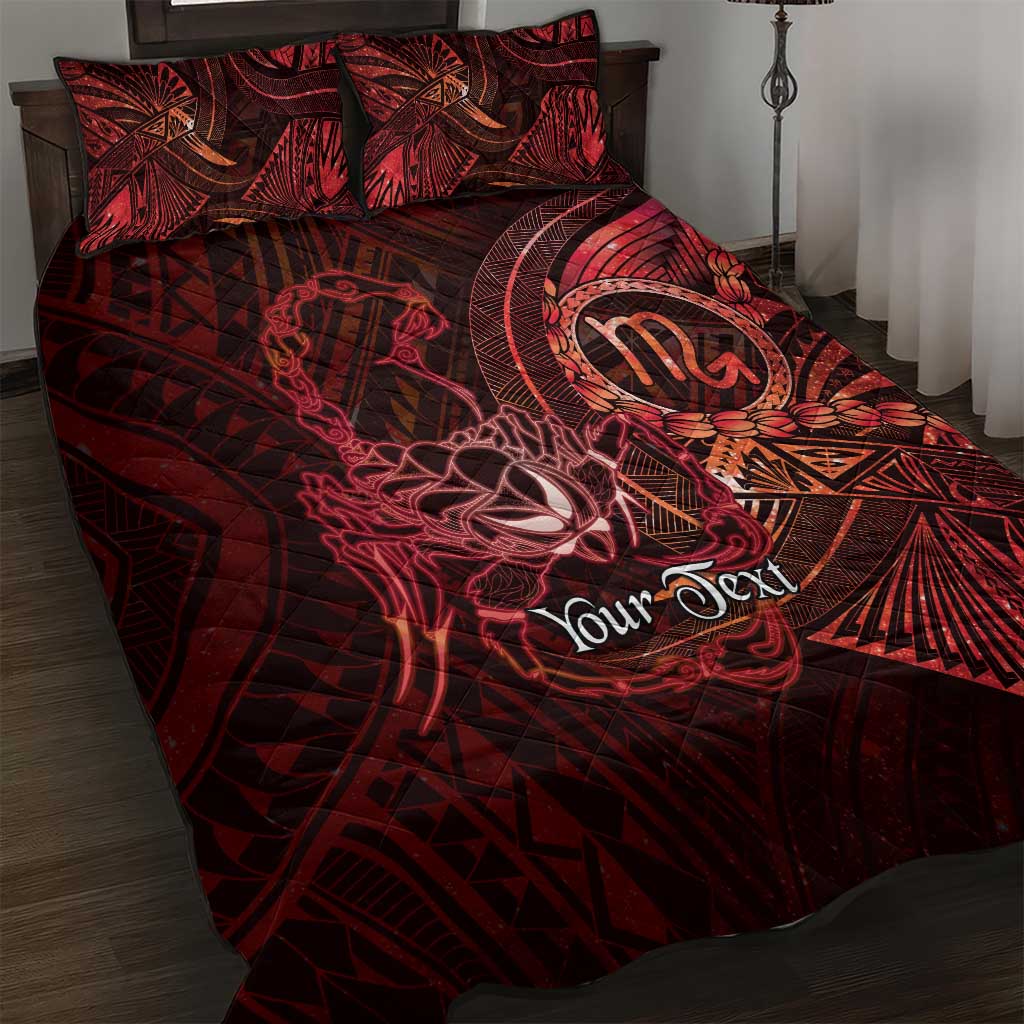 Personalised Polynesia Zodiac Scorpio Quilt Bed Set Galaxy Polynesian Pattern Chest Tattoo Style LT14 Red - Polynesian Pride