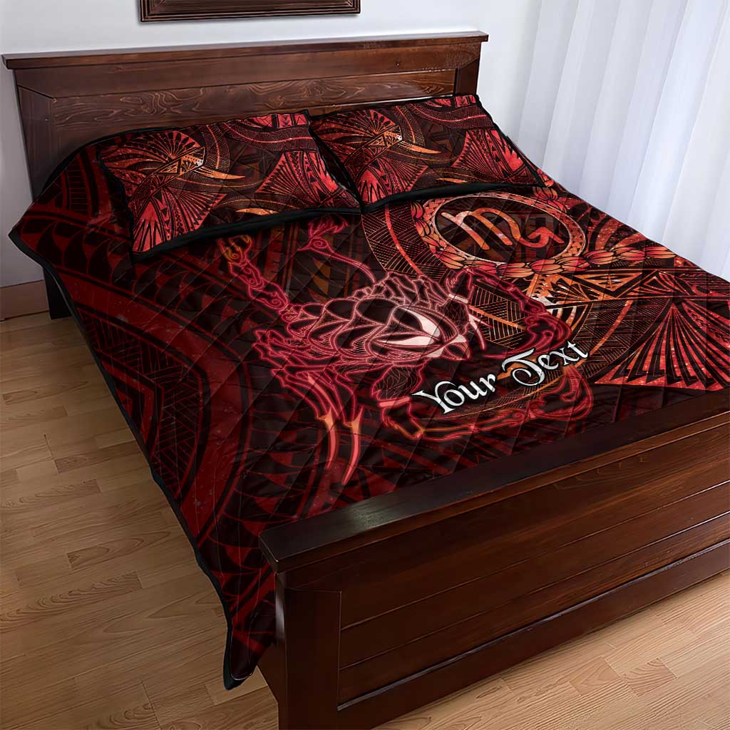 Personalised Polynesia Zodiac Scorpio Quilt Bed Set Galaxy Polynesian Pattern Chest Tattoo Style LT14 - Polynesian Pride