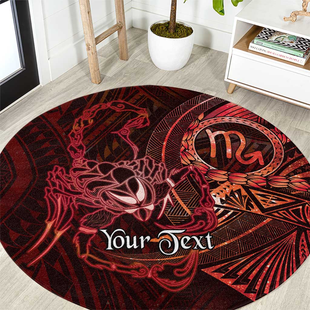 Personalised Polynesia Zodiac Scorpio Round Carpet Galaxy Polynesian Pattern Chest Tattoo Style LT14 Red - Polynesian Pride