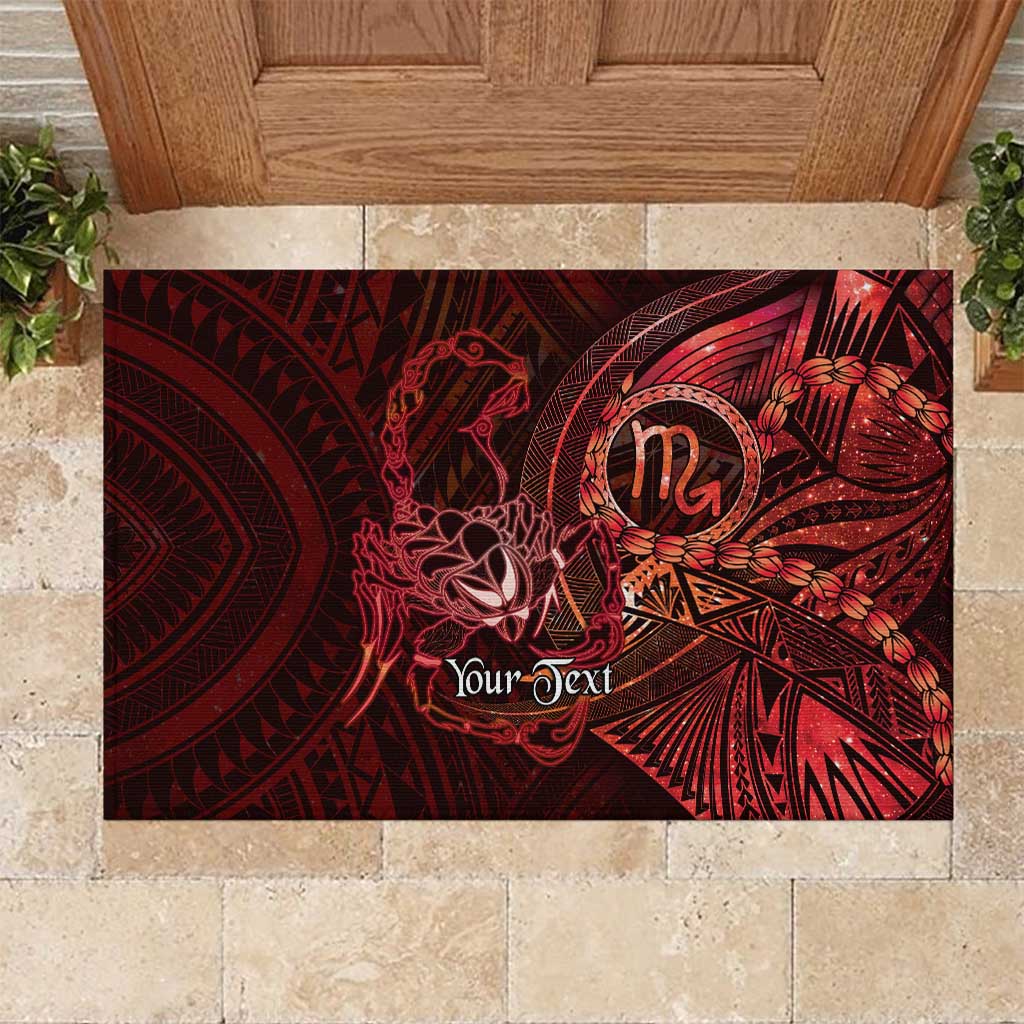 Personalised Polynesia Zodiac Scorpio Rubber Doormat Galaxy Polynesian Pattern Chest Tattoo Style LT14 Red - Polynesian Pride