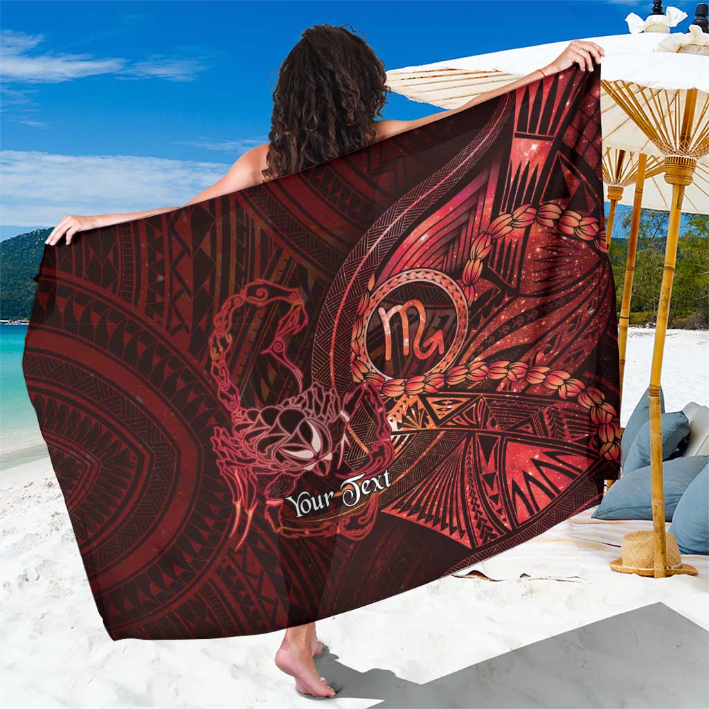 Personalised Polynesia Zodiac Scorpio Sarong Galaxy Polynesian Pattern Chest Tattoo Style LT14 One Size 44 x 66 inches Red - Polynesian Pride