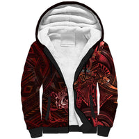 Personalised Polynesia Zodiac Scorpio Sherpa Hoodie Galaxy Polynesian Pattern Chest Tattoo Style LT14 Unisex Red - Polynesian Pride