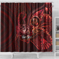 Personalised Polynesia Zodiac Scorpio Shower Curtain Galaxy Polynesian Pattern Chest Tattoo Style LT14 - Polynesian Pride