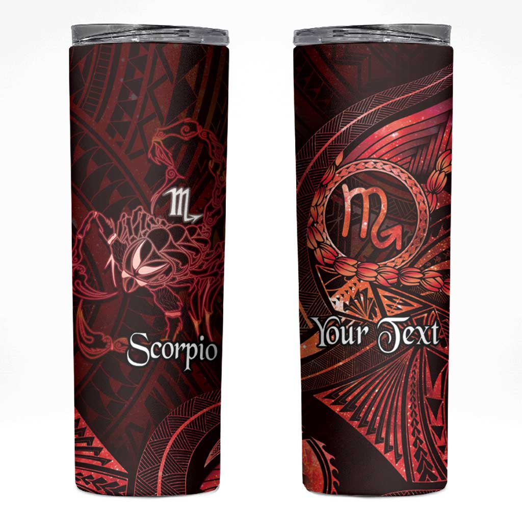 Personalised Polynesia Zodiac Scorpio Skinny Tumbler Galaxy Polynesian Pattern Chest Tattoo Style LT14 Red - Polynesian Pride