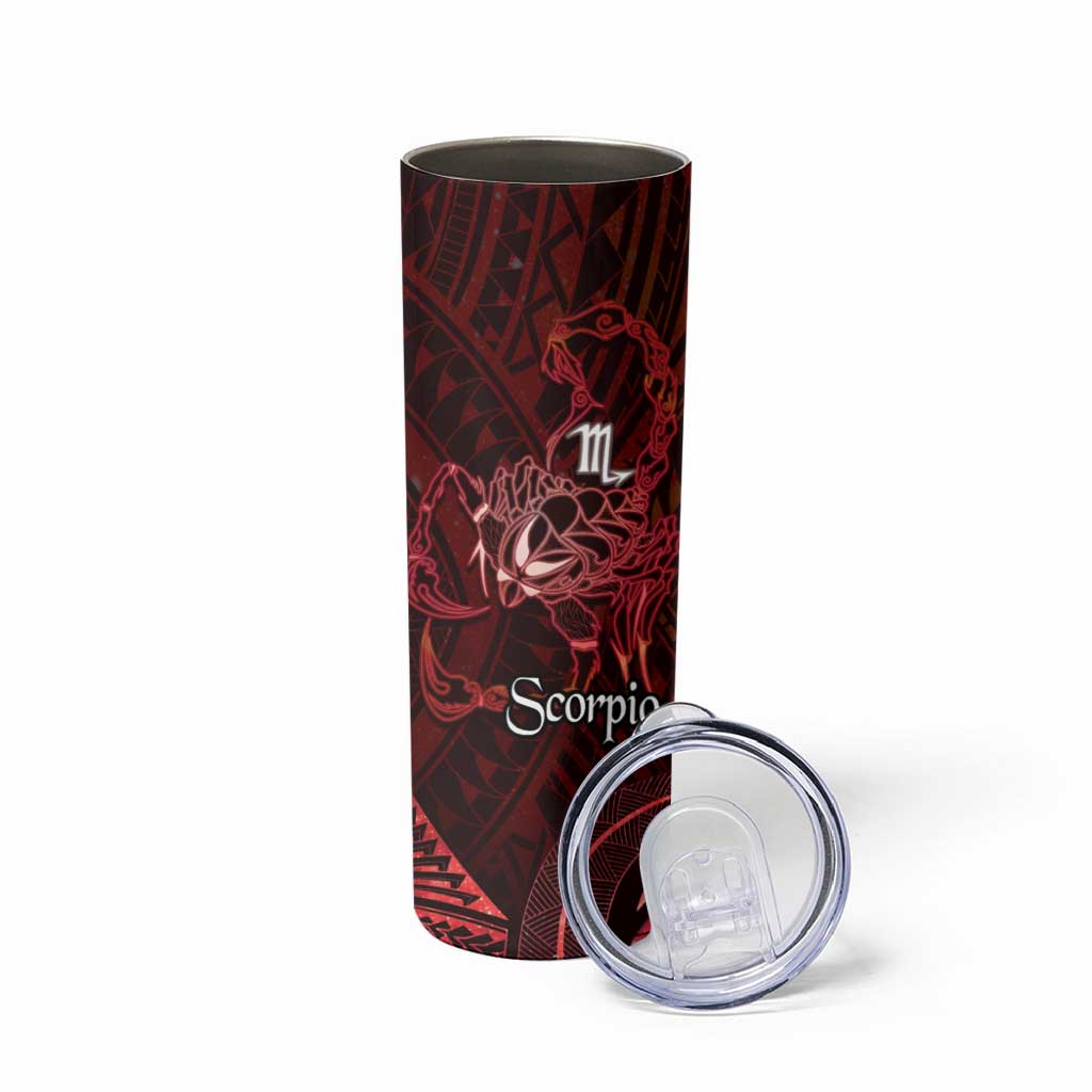 Personalised Polynesia Zodiac Scorpio Skinny Tumbler Galaxy Polynesian Pattern Chest Tattoo Style LT14 - Polynesian Pride