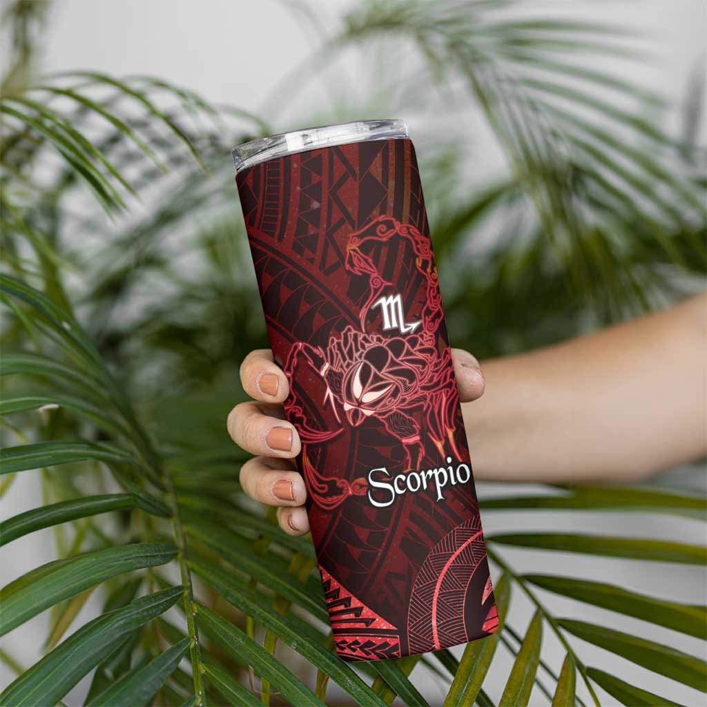 Personalised Polynesia Zodiac Scorpio Skinny Tumbler Galaxy Polynesian Pattern Chest Tattoo Style LT14 - Polynesian Pride