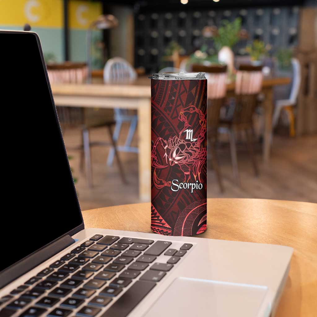 Personalised Polynesia Zodiac Scorpio Skinny Tumbler Galaxy Polynesian Pattern Chest Tattoo Style LT14 - Polynesian Pride