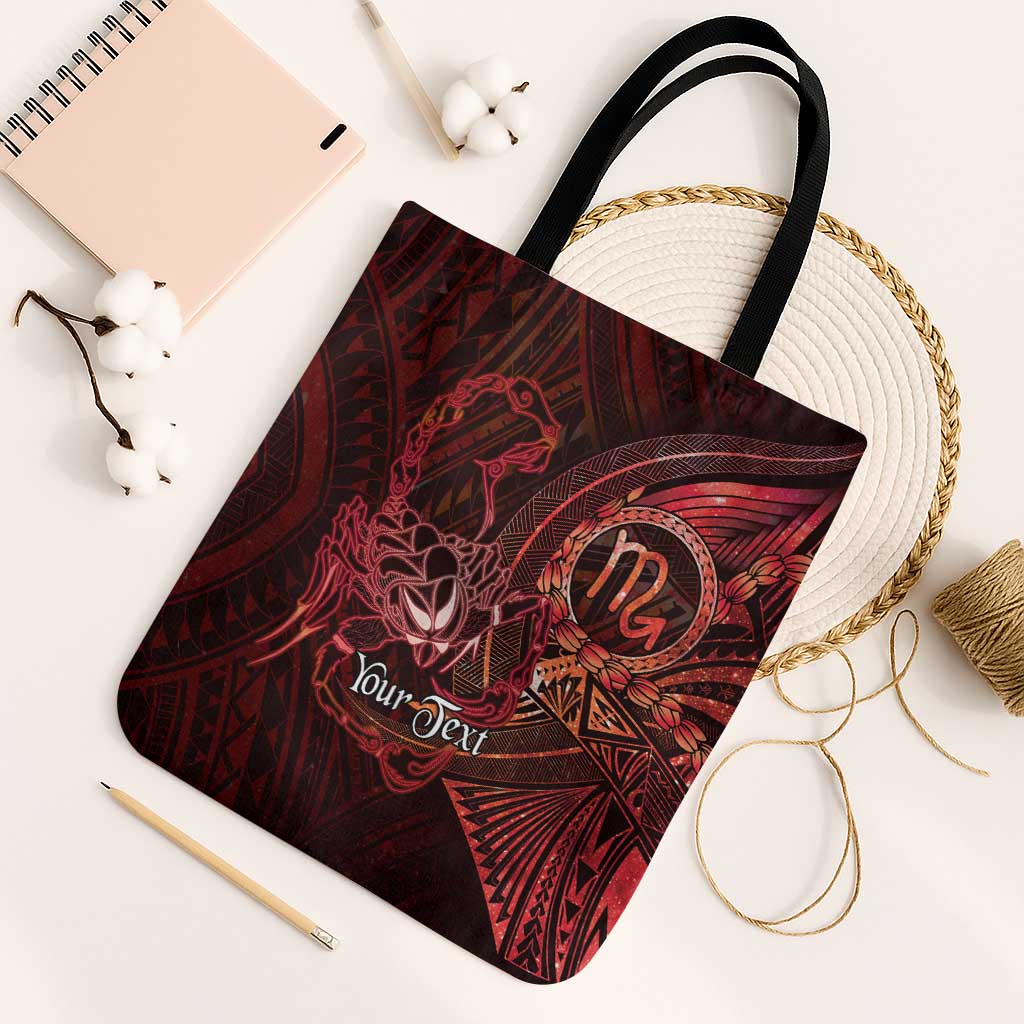 Personalised Polynesia Zodiac Scorpio Tote Bag Galaxy Polynesian Pattern Chest Tattoo Style LT14 Black Strap One Size Red - Polynesian Pride
