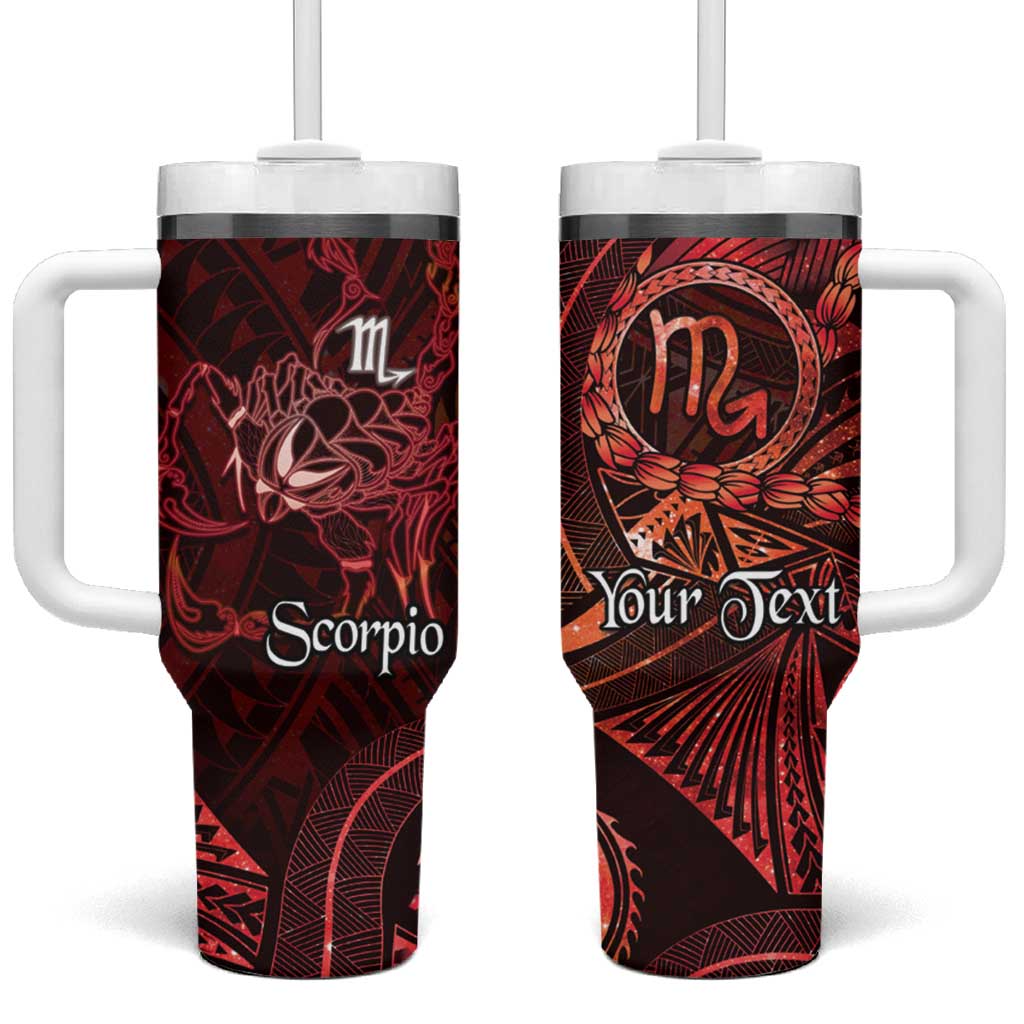 Personalised Polynesia Zodiac Scorpio Tumbler With Handle Galaxy Polynesian Pattern Chest Tattoo Style LT14 One Size: 40 oz Red - Polynesian Pride