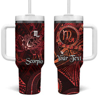 Personalised Polynesia Zodiac Scorpio Tumbler With Handle Galaxy Polynesian Pattern Chest Tattoo Style LT14 One Size: 40 oz Red - Polynesian Pride