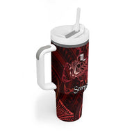 Personalised Polynesia Zodiac Scorpio Tumbler With Handle Galaxy Polynesian Pattern Chest Tattoo Style LT14 - Polynesian Pride