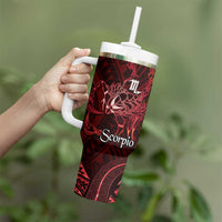 Personalised Polynesia Zodiac Scorpio Tumbler With Handle Galaxy Polynesian Pattern Chest Tattoo Style LT14 - Polynesian Pride