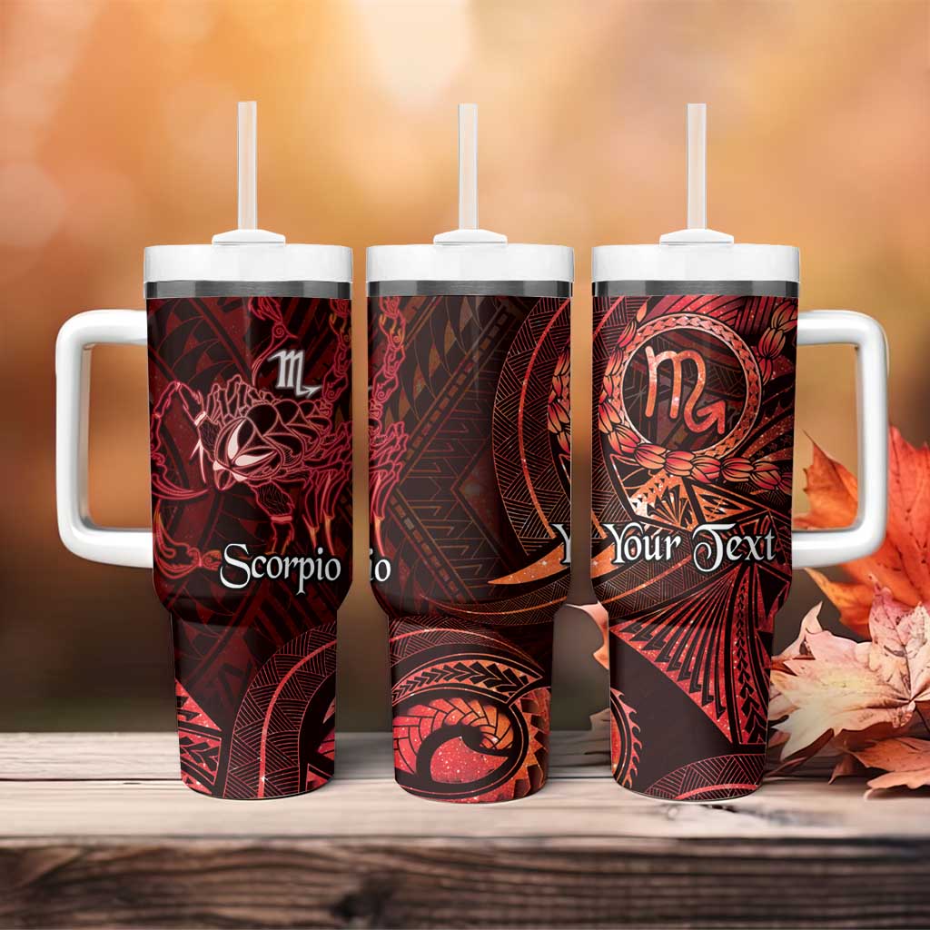 Personalised Polynesia Zodiac Scorpio Tumbler With Handle Galaxy Polynesian Pattern Chest Tattoo Style LT14 - Polynesian Pride