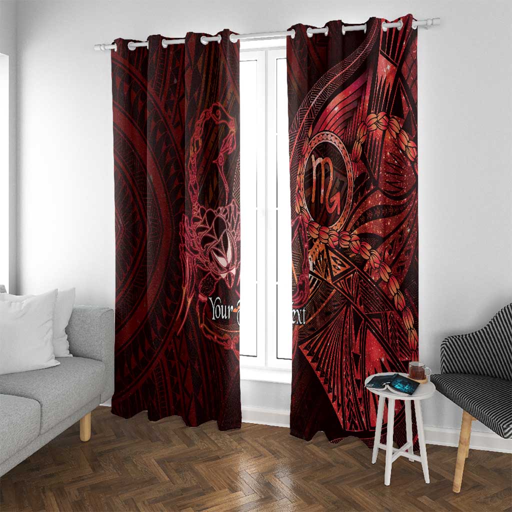 Personalised Polynesia Zodiac Scorpio Window Curtain Galaxy Polynesian Pattern Chest Tattoo Style LT14 With Grommets Red - Polynesian Pride