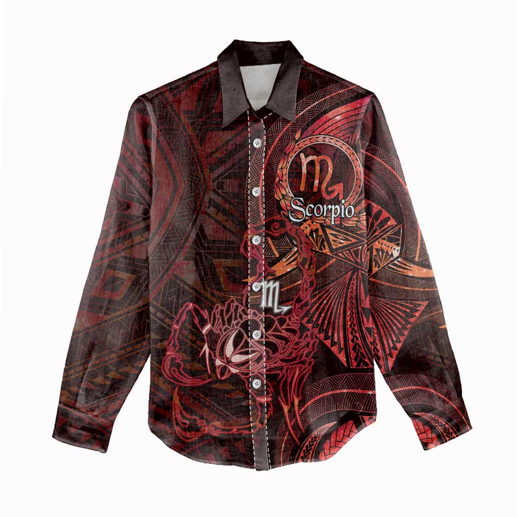 Personalised Polynesia Zodiac Scorpio Women Casual Shirt Galaxy Polynesian Pattern Chest Tattoo Style LT14 - Polynesian Pride